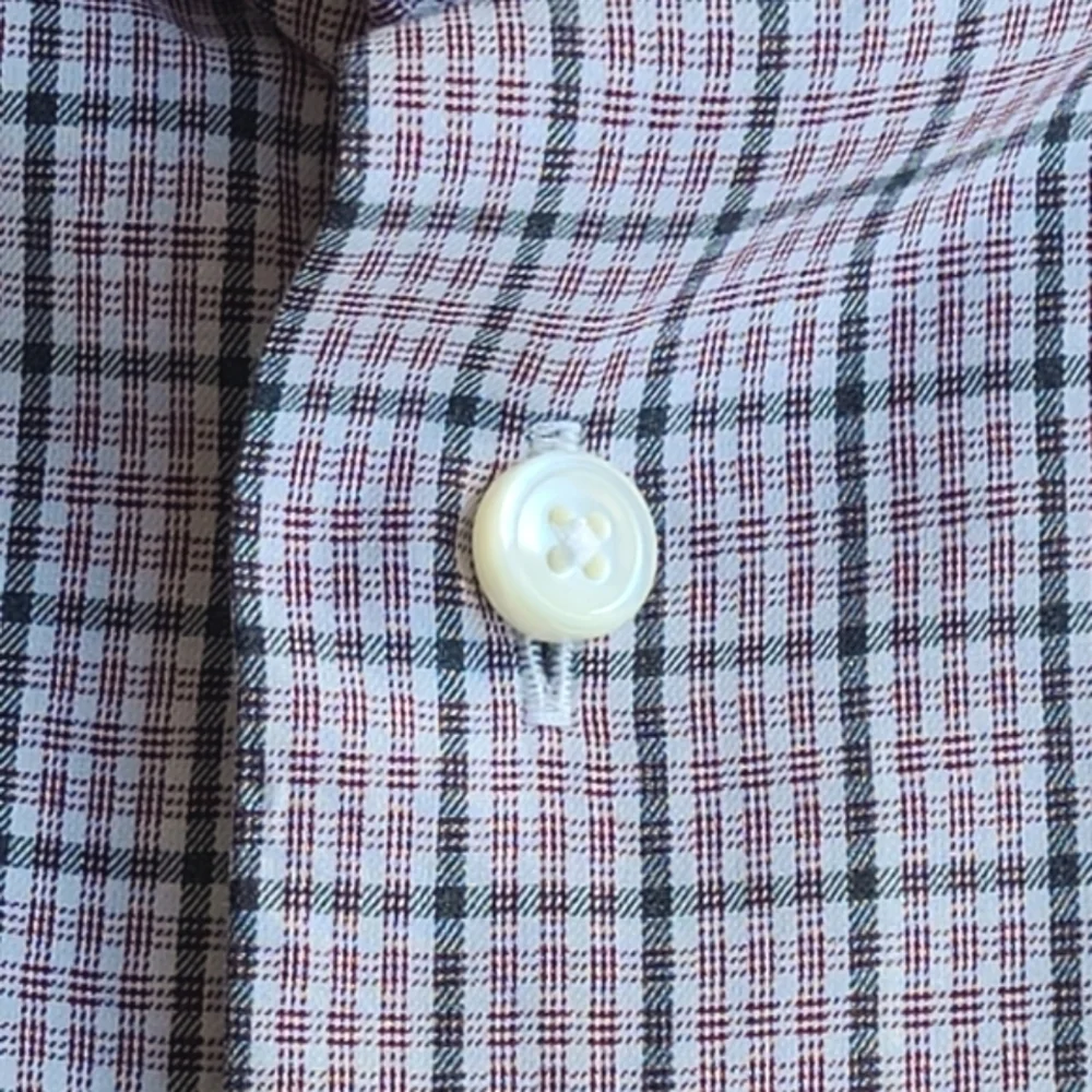 ERMENEGILDO ZEGNA 👕 Plaid Dress Shirt - 2XL, Red/Black/White - Picture 5 of 9